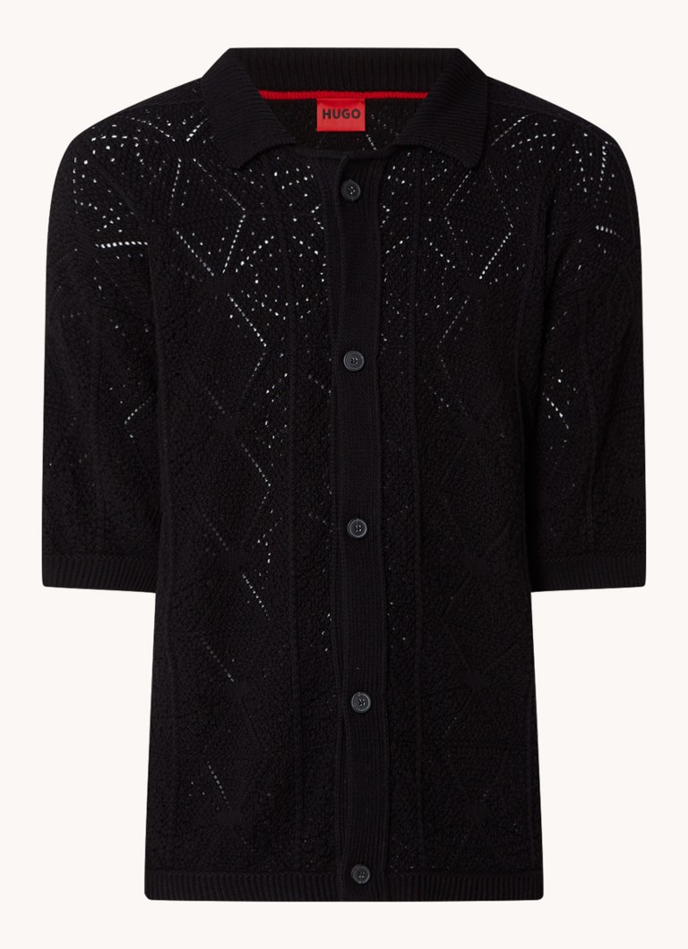 HUGO BOSS Debelo pletena košulja regularnog kroja s ažurnim dizajnom