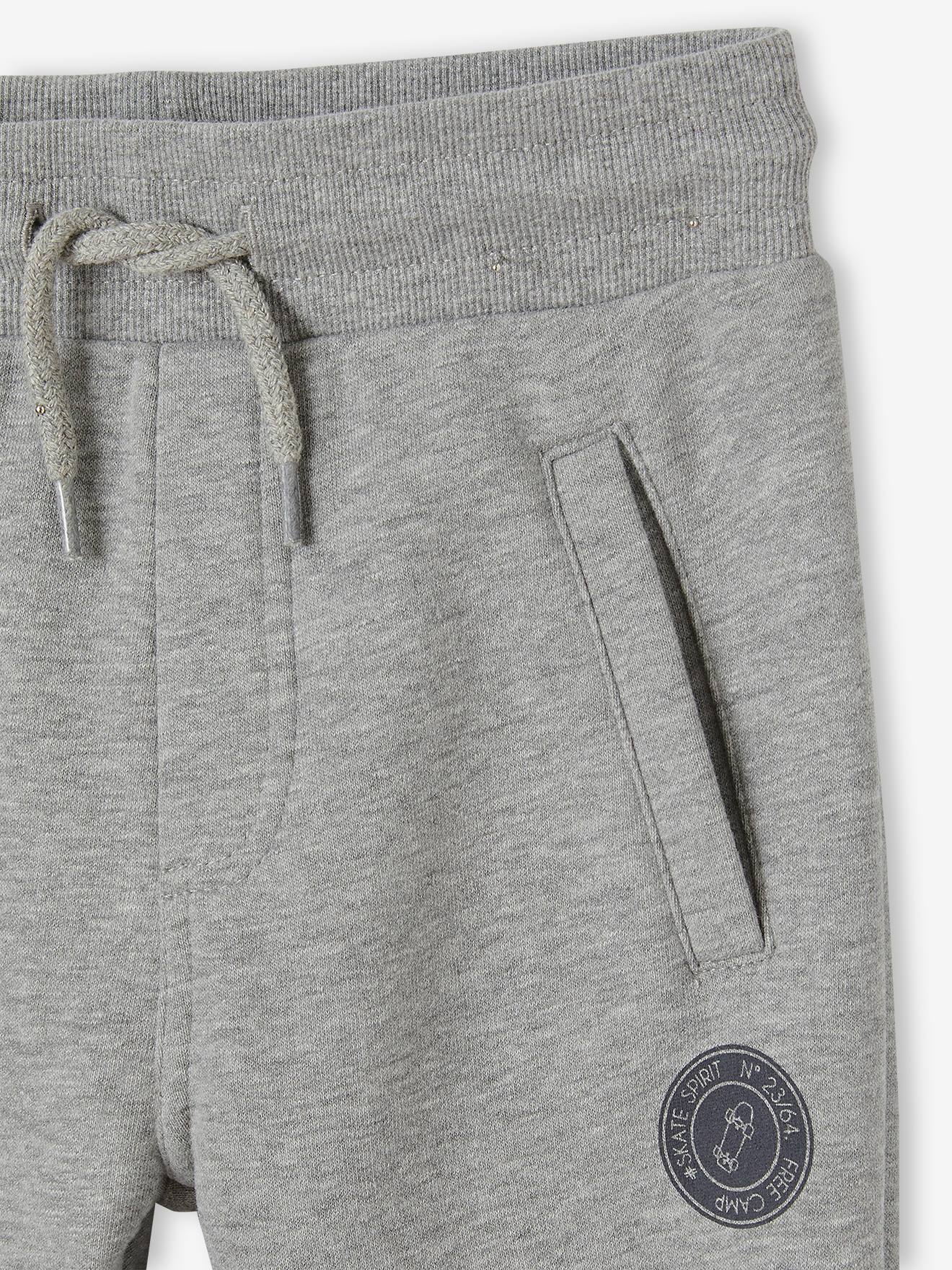 Pantalon jogging Basics garçon en molleton gris moyen chiné