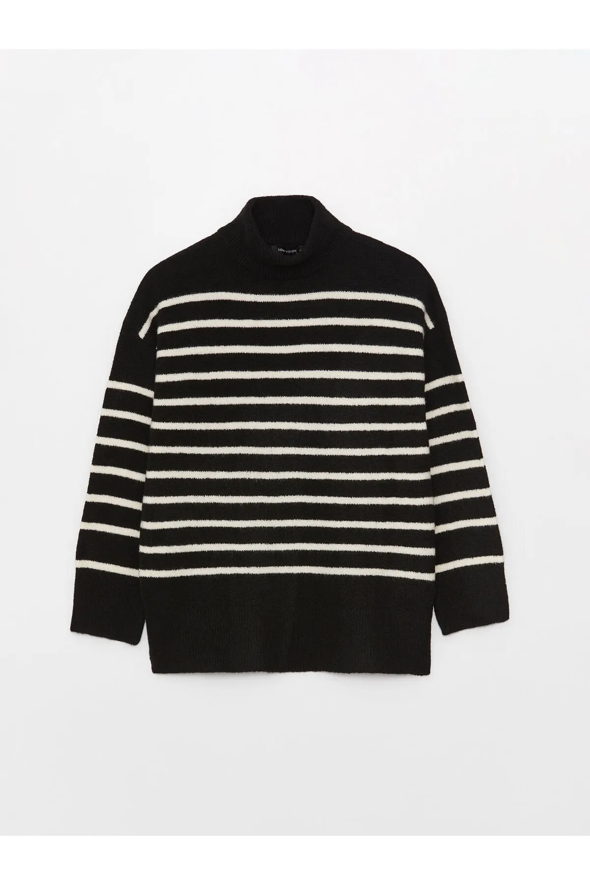 LC Waikiki  Rollkragenpullover mit Streifen und langen Ärmeln in Übergröße für Damen