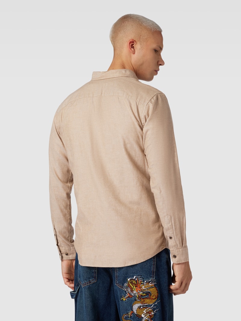 Regular Fit Freizeithemd mit Button-Down-Kragen Modell 'CLASSIC' in beige meliert