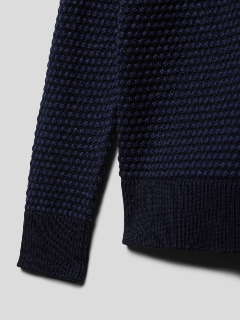 Pullover mit Allover-Muster Modell 'EATLAS' in marineblau