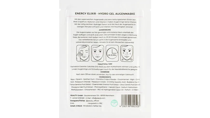 YEAUTY Energy Elixir Eye Pad Mask