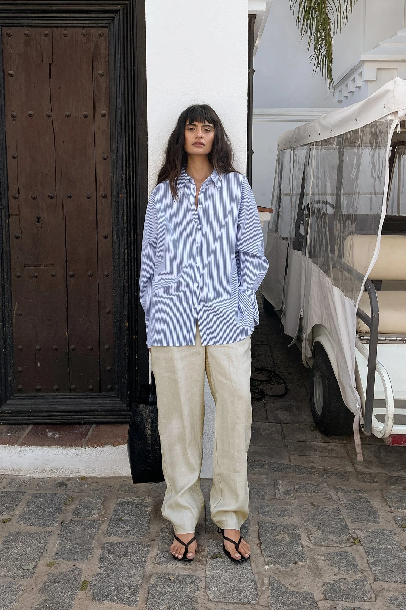 Leinenhose mit weiten Beinen