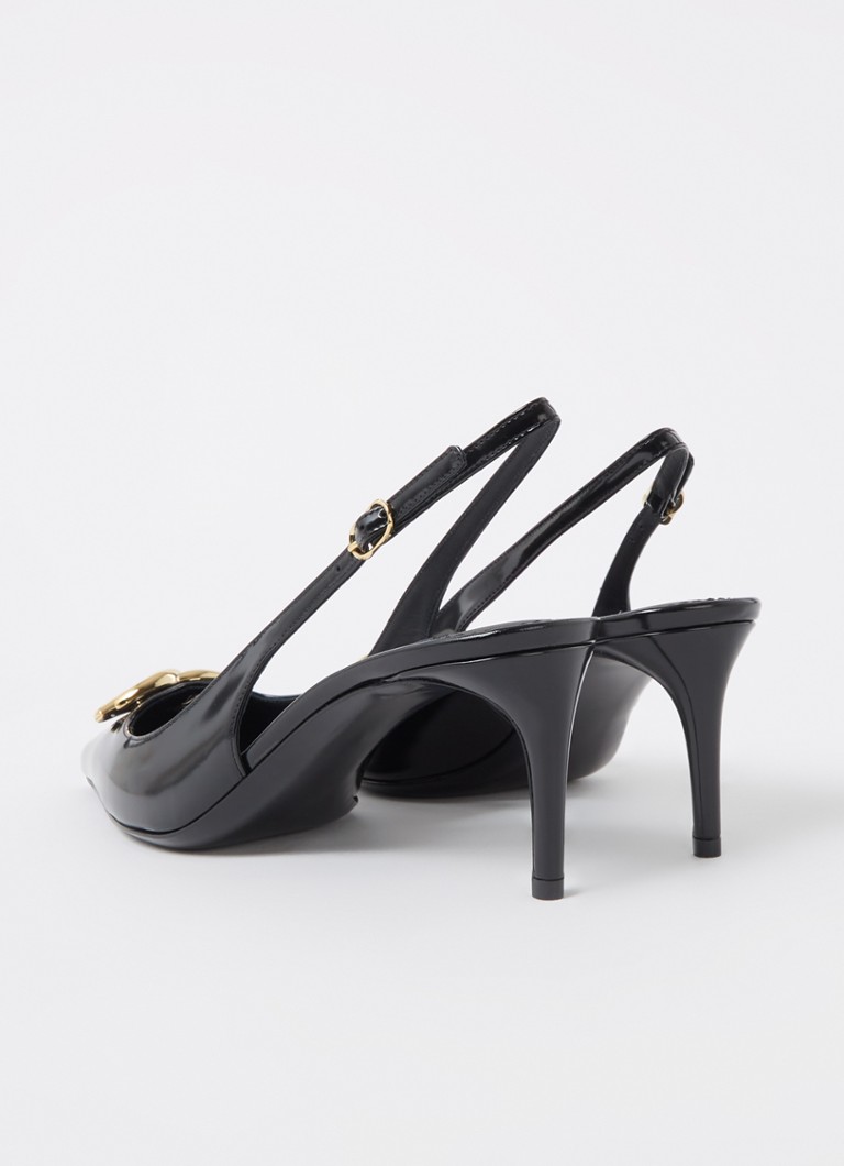 Dolce & Gabbanan vasikannahkainen slingback-laukku, jossa lakattu viimeistely ja logo