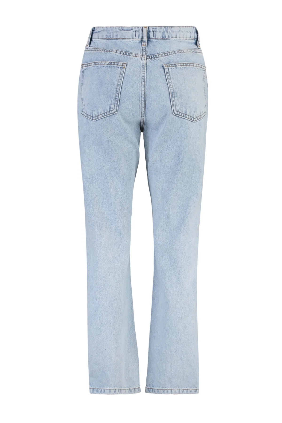 Trendyol Collection  Blaue gerade Jeans mit hoher Taille TWOSS22JE0254