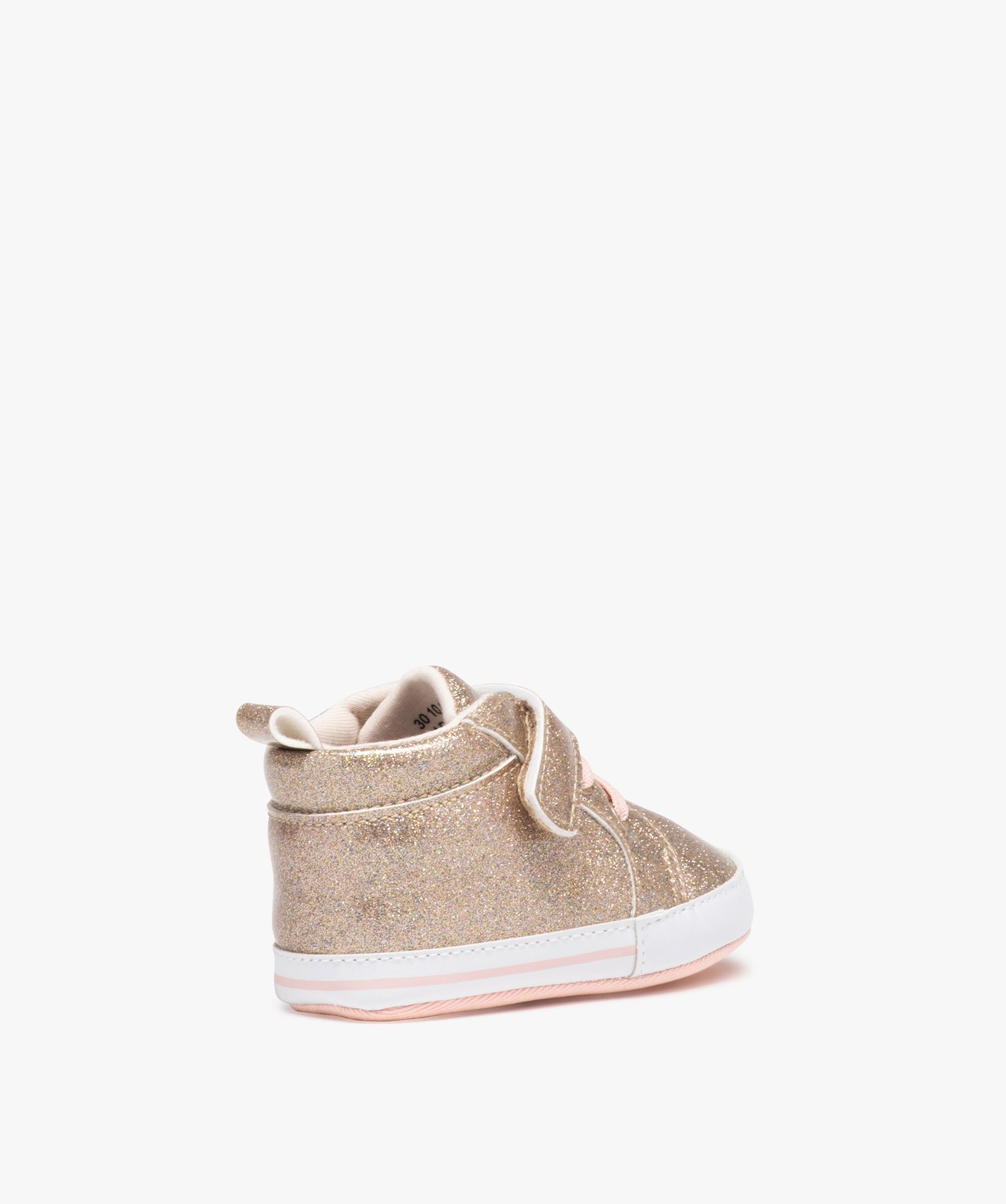 Chaussons de naissance bébé fille à paillettes et à scratch or | GEMO