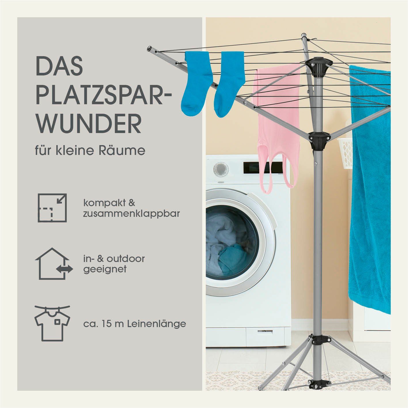 EASYmaxx Wäscheständer Wäschespinne klappbar, 140x101x121cm