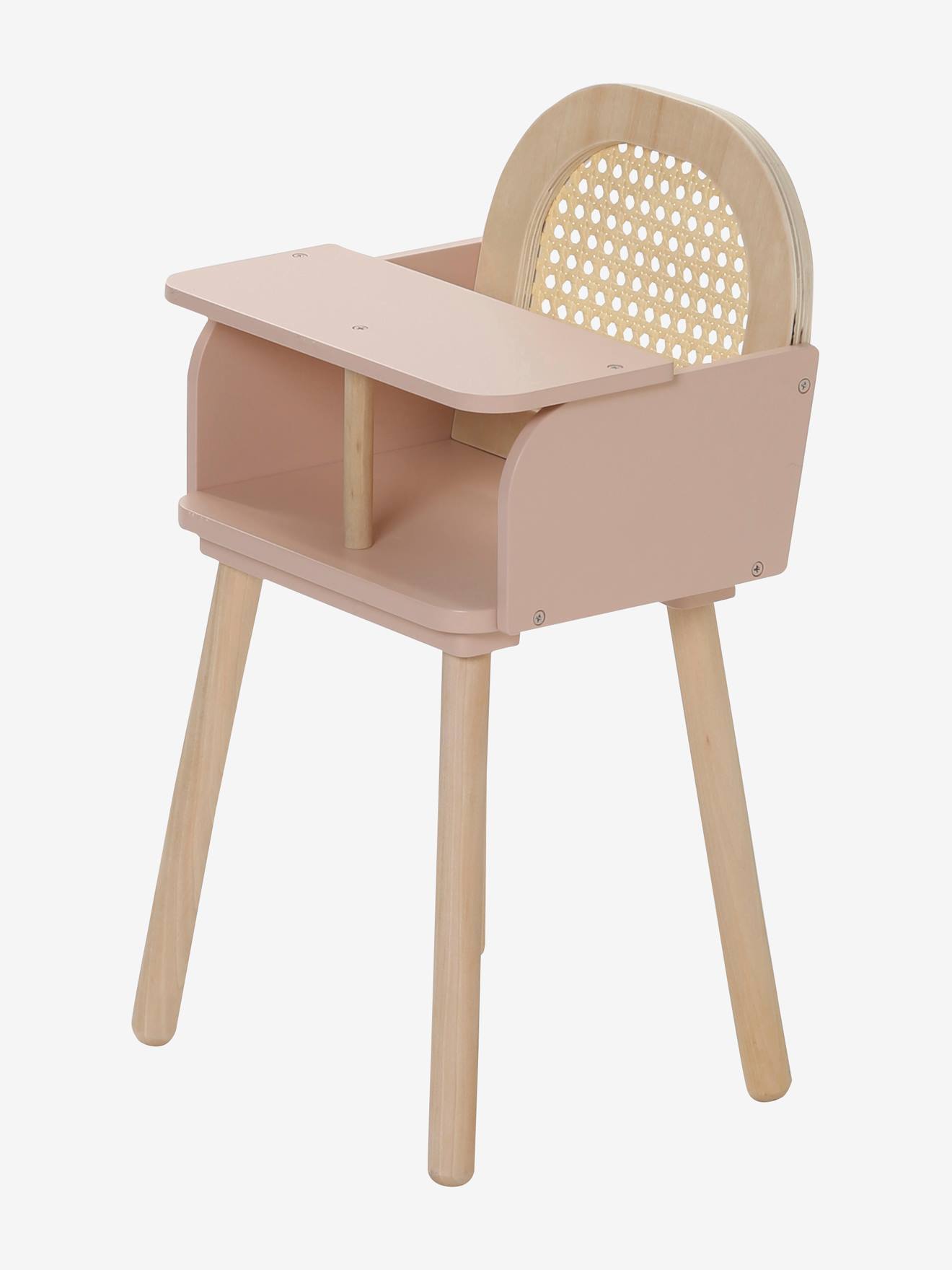 Vertbaudet Puppen Hochstuhl PETITE POESIE, Rattan/Holz FSC - rosa/natur