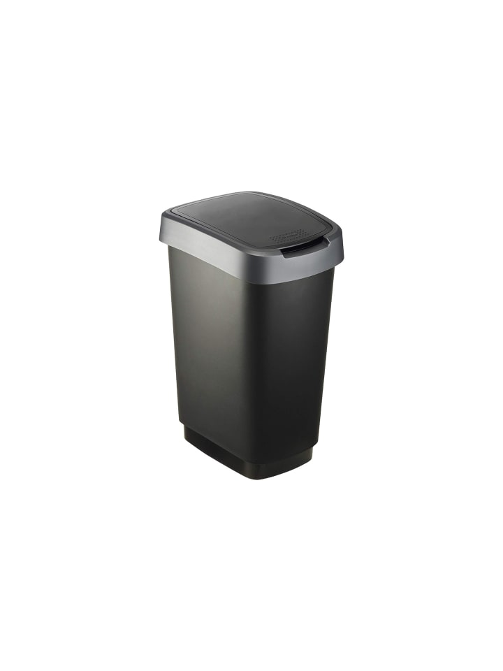 Rotho Twist Mülleimer mit Deckel 25l, Kunststoff (PP)  in Dunkelsilber günstig kaufen onesize