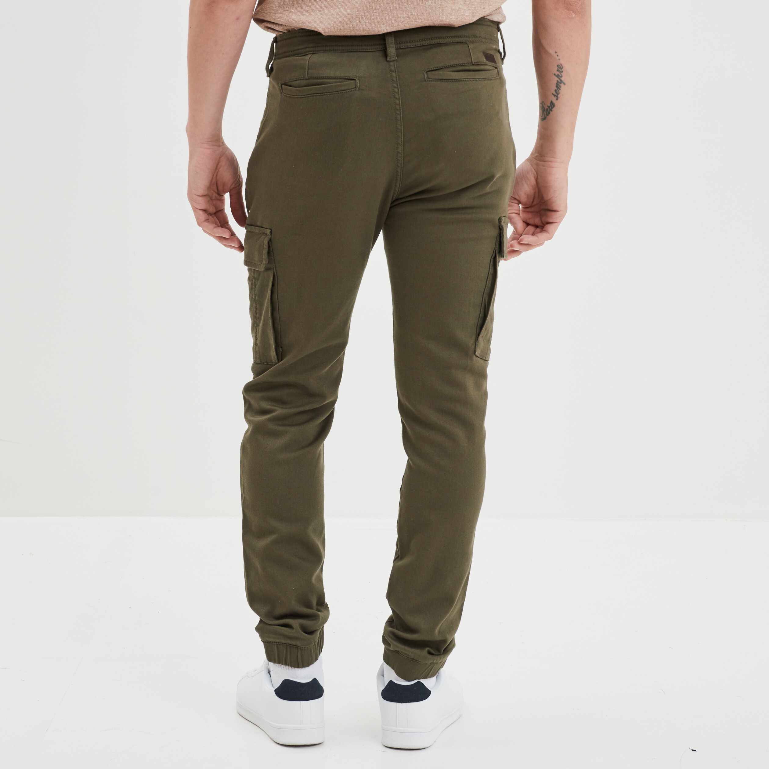 Pantalon cargo à coulisse vert kaki homme | La Halle