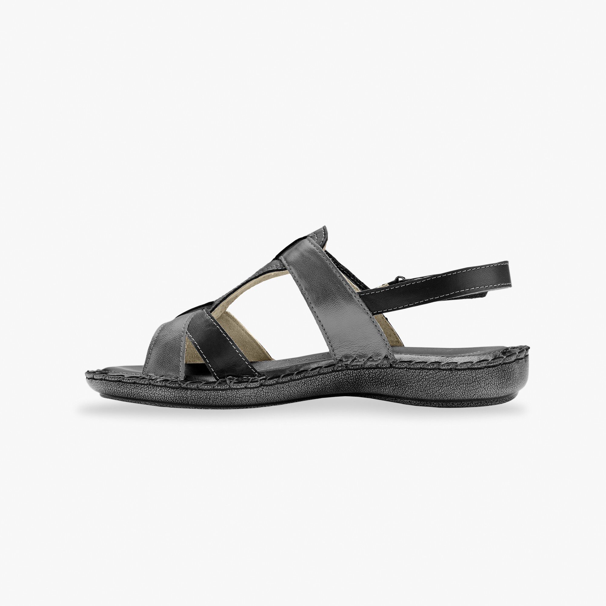 Sandales bicolores en cuir extra souple