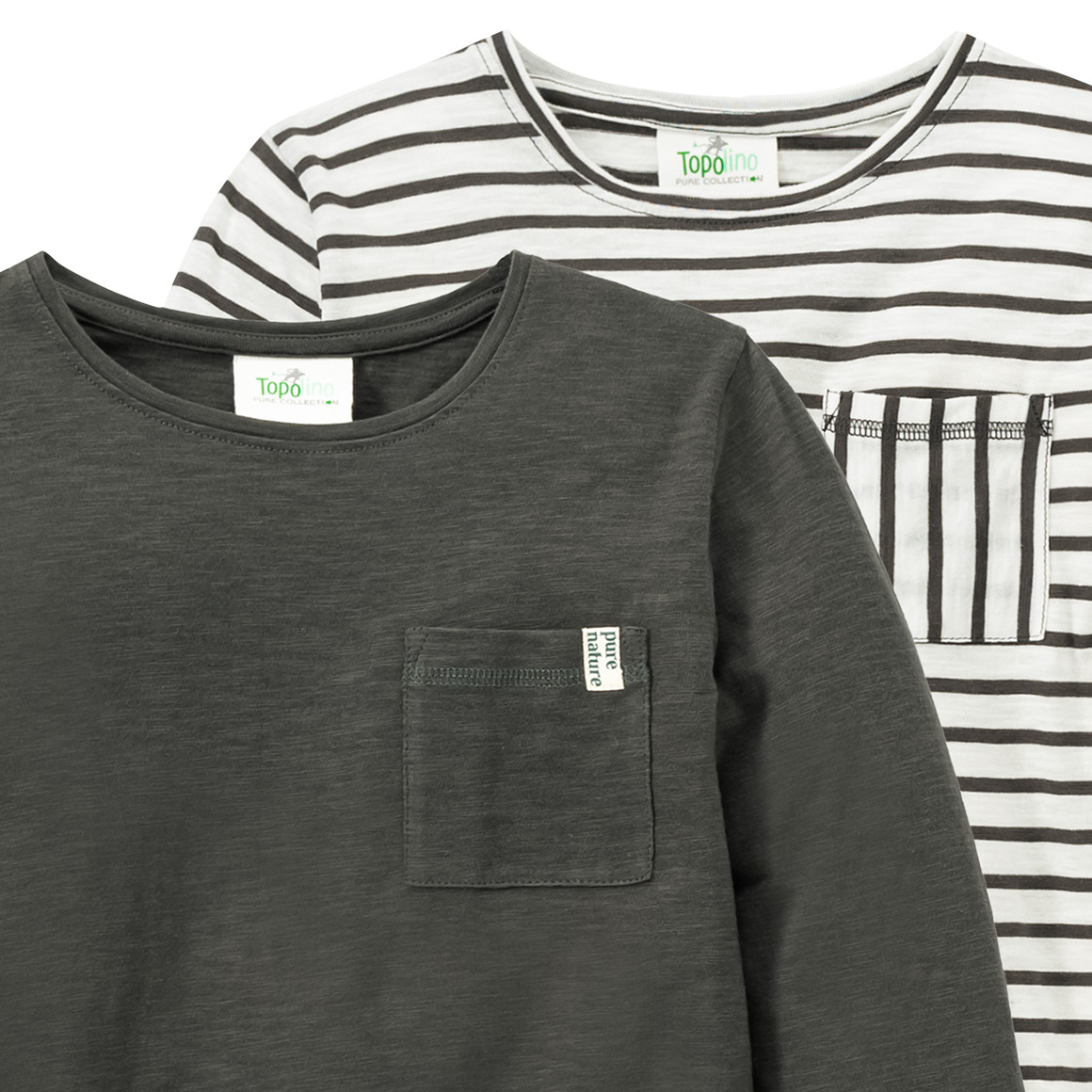 2 Kinder Langarmshirts mit Flammgarn