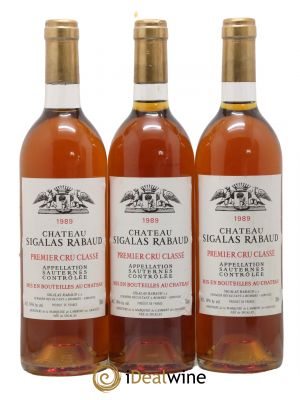 Château Sigalas Rabaud 1er Grand Cru Classé  1989 - Lot de 3 Bouteilles