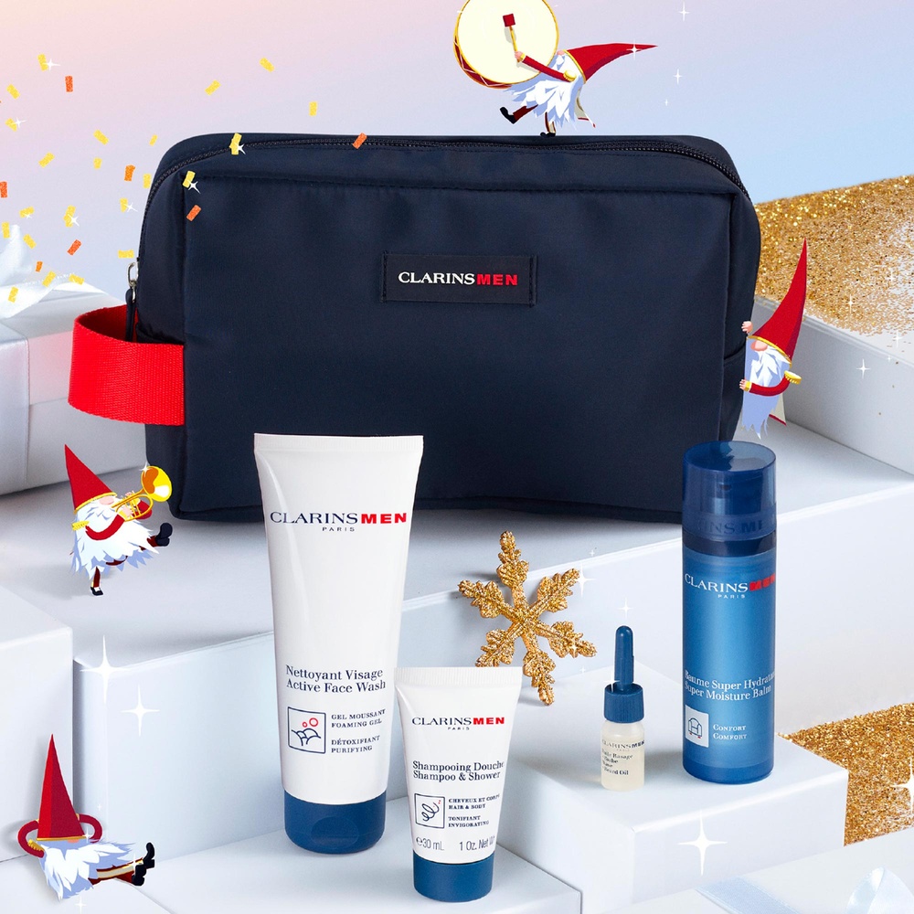 Clarins Coffret ClarinsMen Baume Super Hydratant & Nettoyant Exfoliant Coffret Noël Soin homme