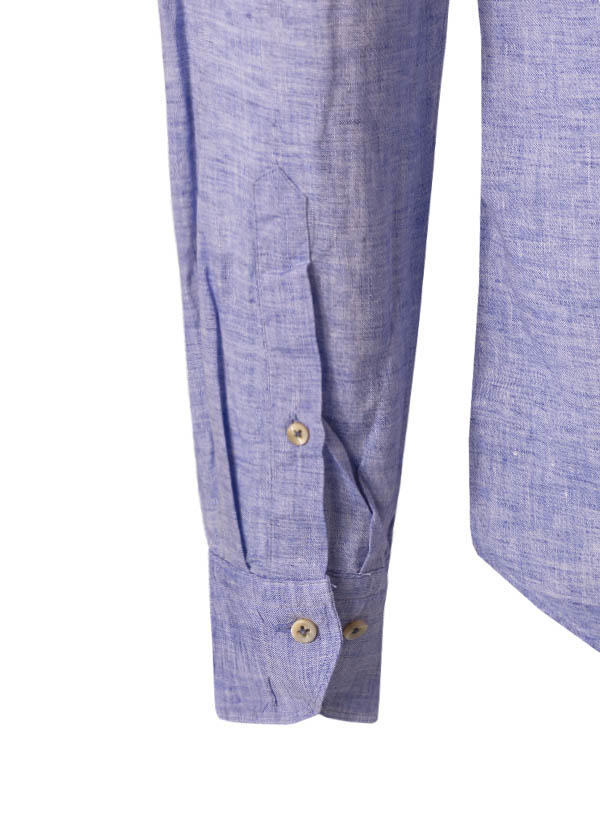 Stenströms, Hemd, Fitted Body, Reines Leinen, mittelblau meliert