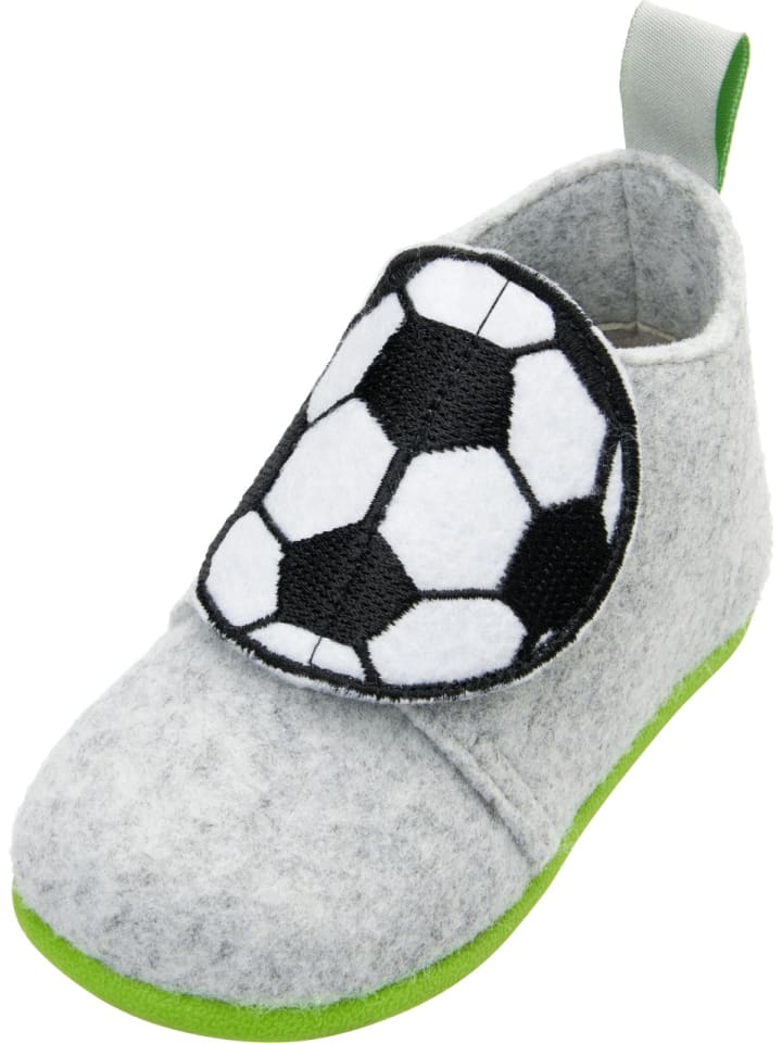 Playshoes Filz-Hausschuh Fußball in Grau günstig kaufen 21