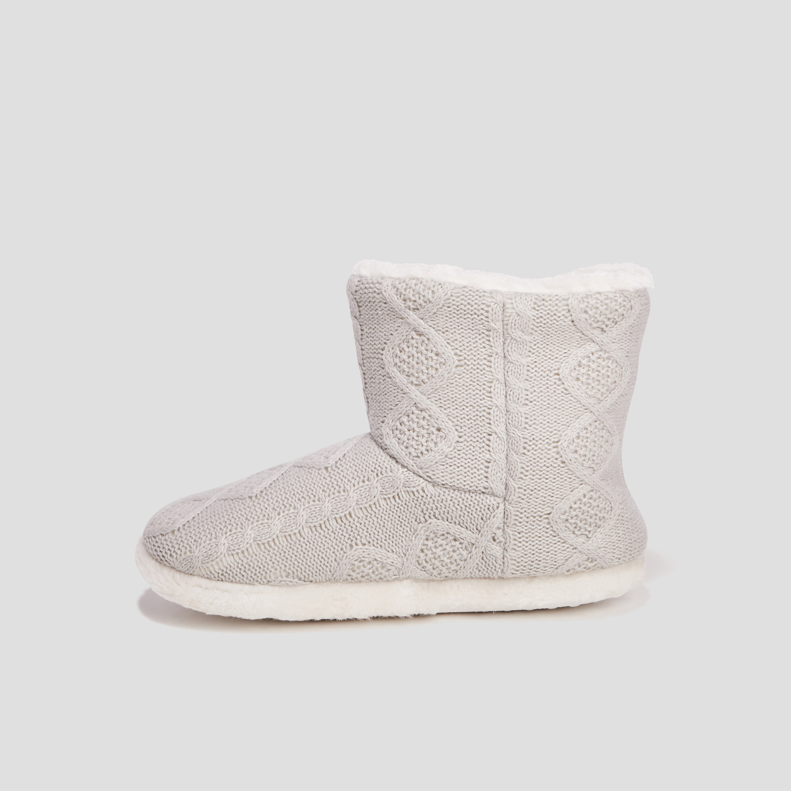 Chaussons bottines fourrées gris femme | La Halle