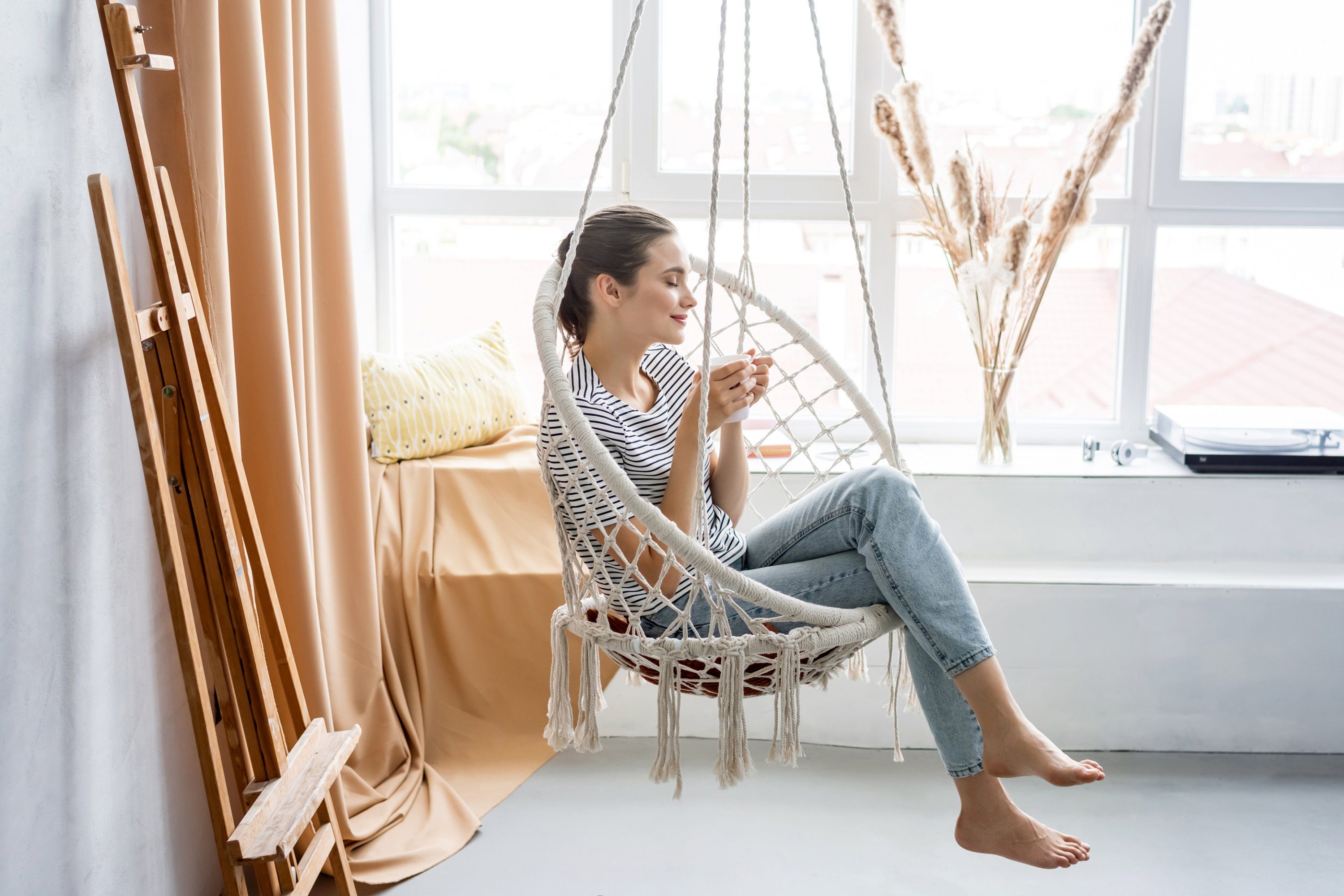Konsimo Hängesessel WARDI Hängestuhl Hängesitz Hängeschaukel (1-St), Boho-Stil