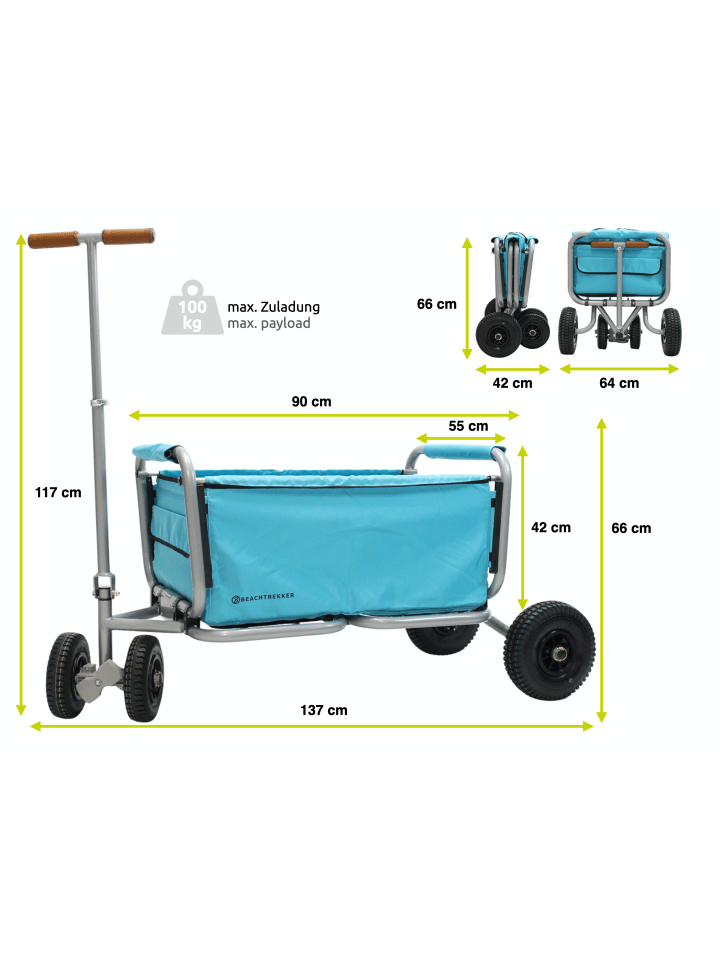 Beachtrekker Beachtrekker LiFe faltbarer Bollerwagen   Bremse, klappb. Handwagen (Himmelblau) günstig kaufen onesize