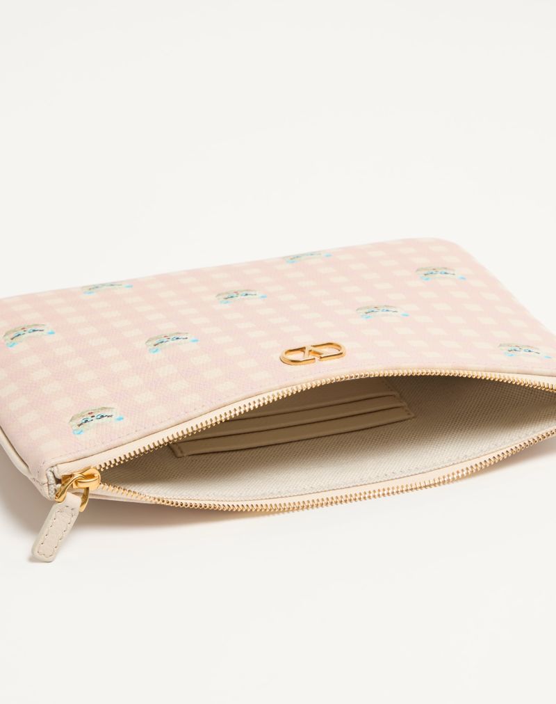 Bolsa clutch exclusiva Le Chat De La Maison VLogo em couro de bezerro granulado