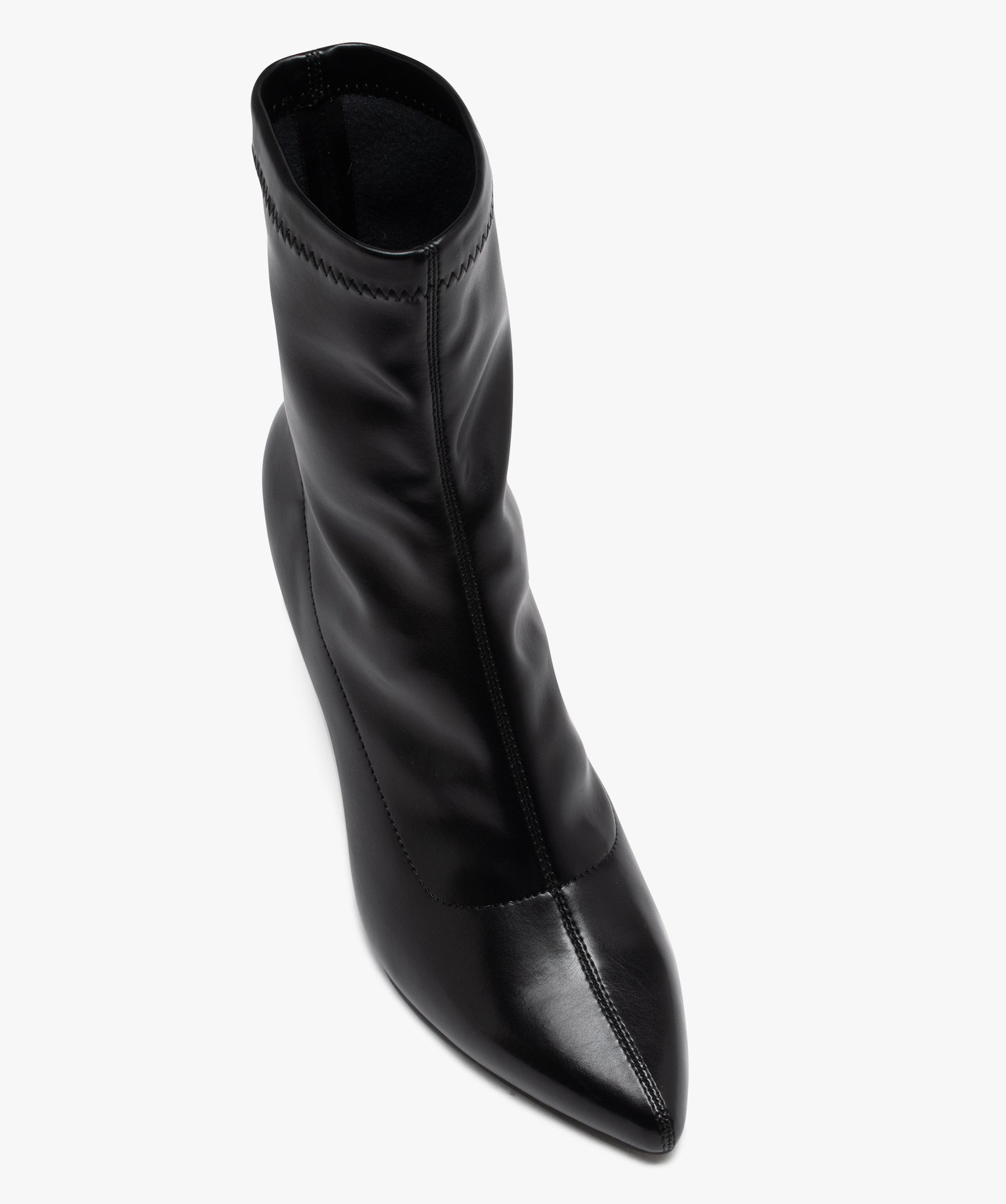Boots femme unies à talon haut avec col élastique noir | GEMO
