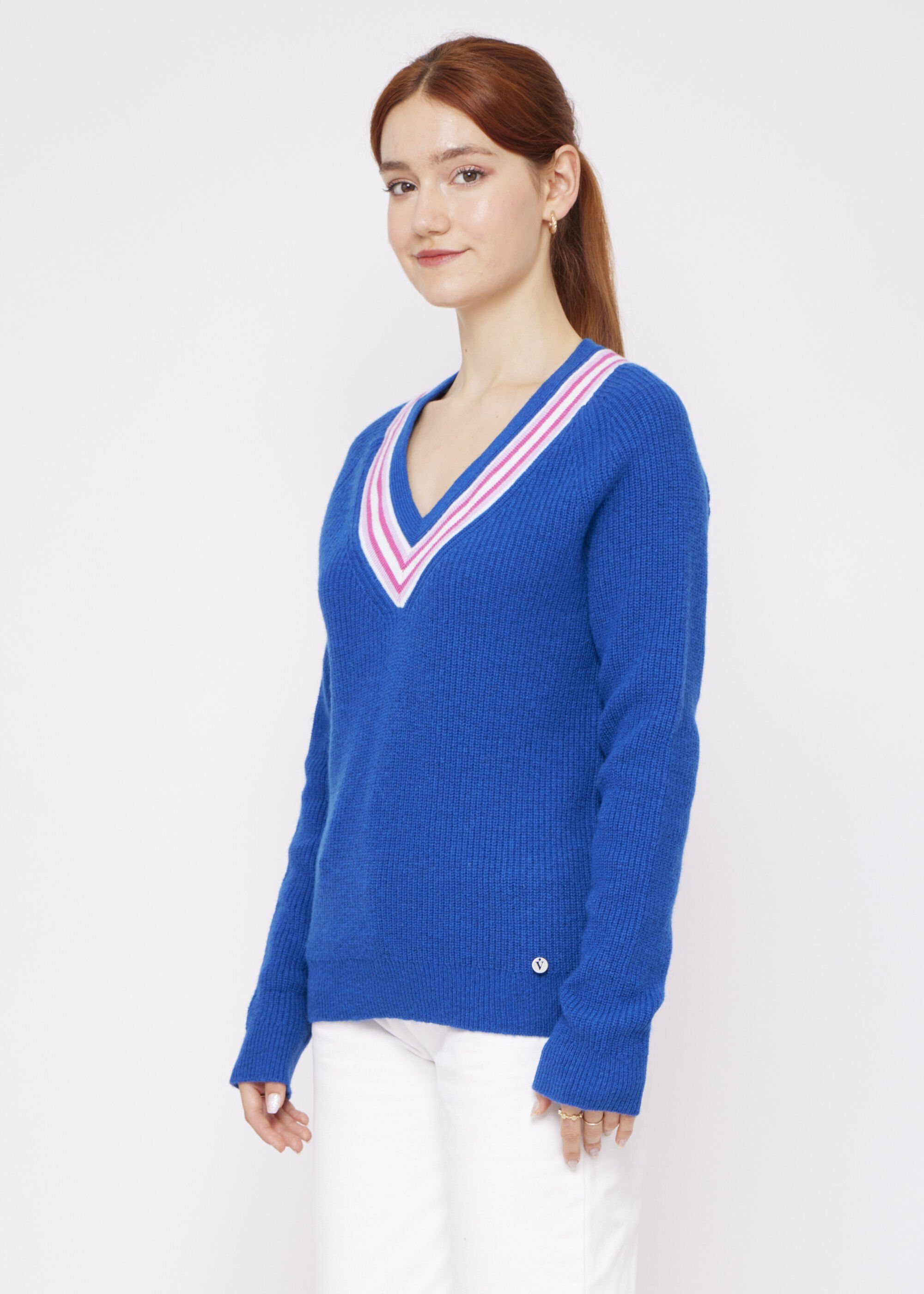 VICCI Germany V-Ausschnitt-Pullover mit Streifendetails