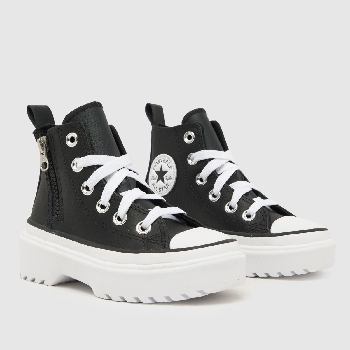 Converse svarta och vita All Star Lugged Lift Hi Junior-sneakers