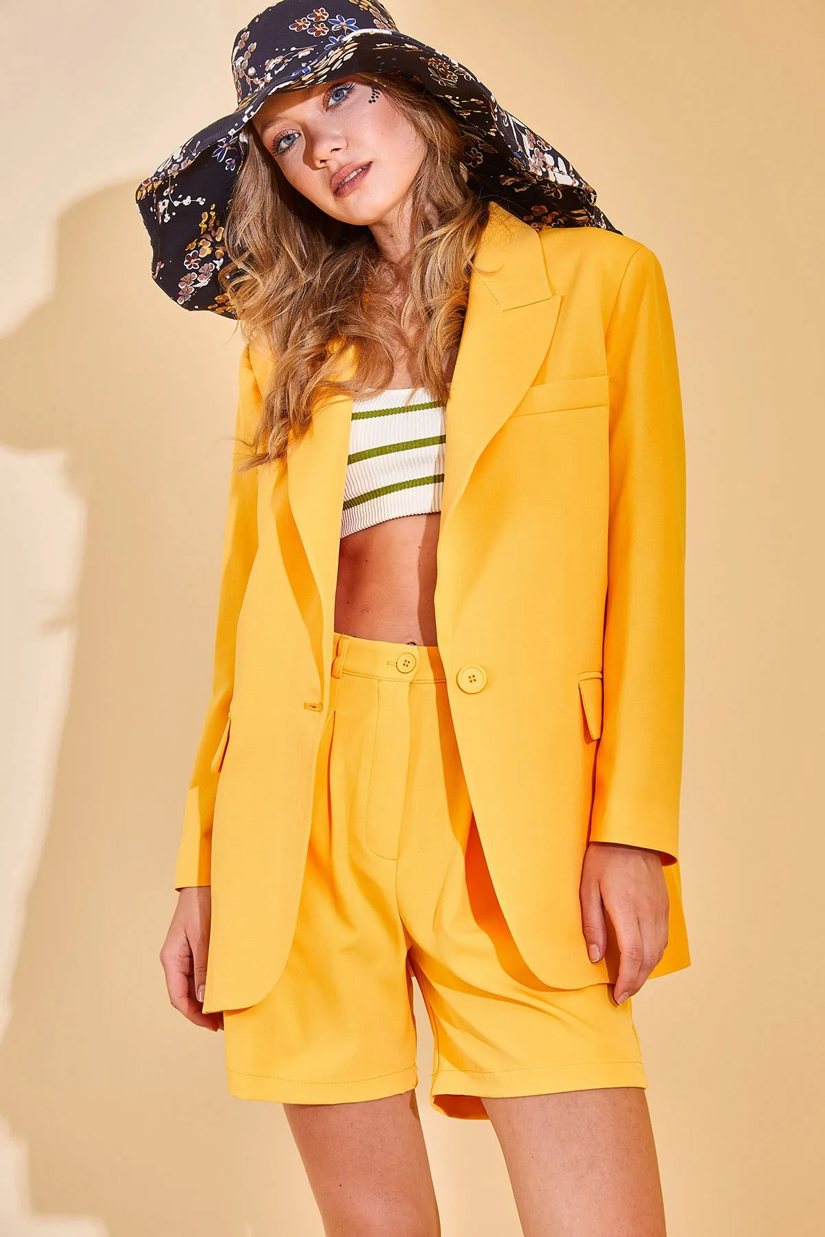 XHAN  Damen-Doppelanzug mit gelber Jacke 2YZK8-12871-10