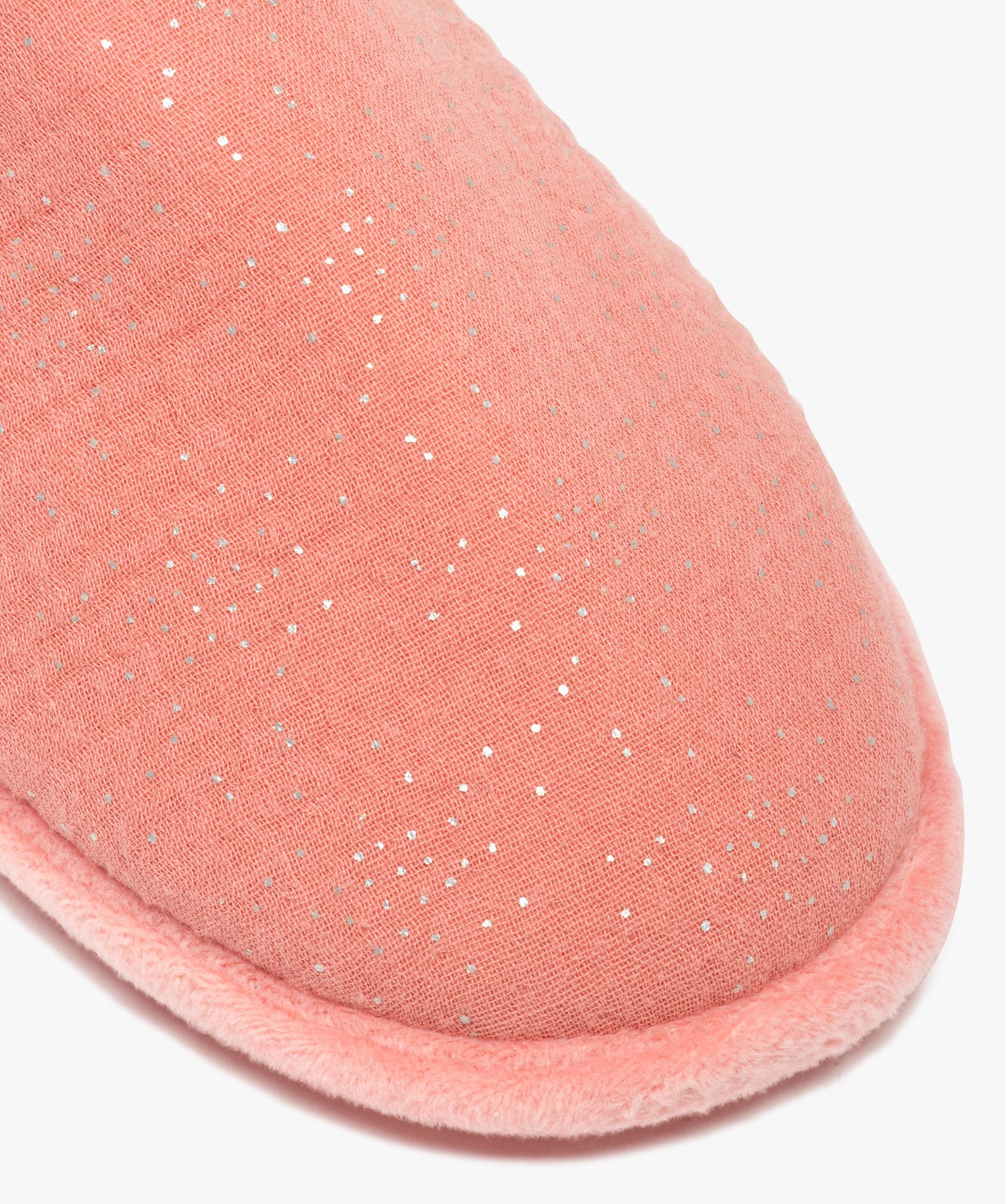 Chaussons femme mules avec dessus en gaze pailletée – Dim rose | GEMO