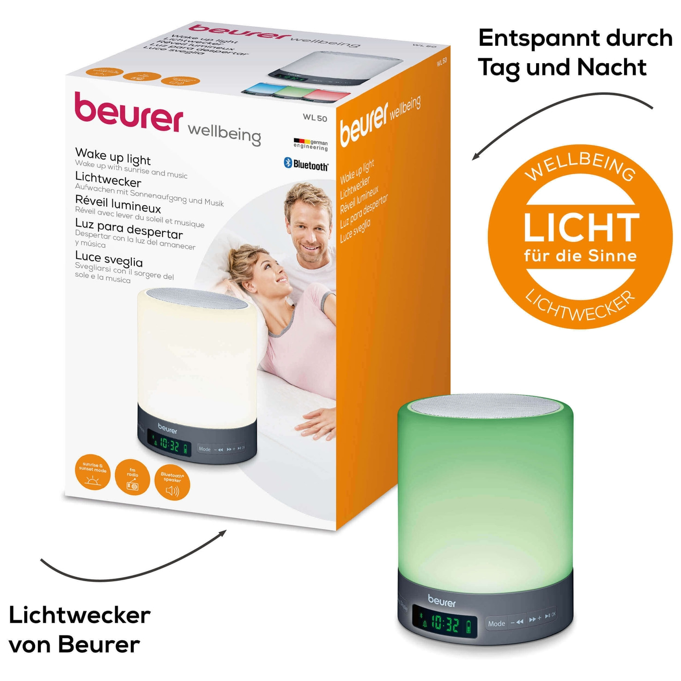 Beurer Lichtwecker WL 50-Lichtwecker für natürliches Einschlafen & sanftes Aufwachen