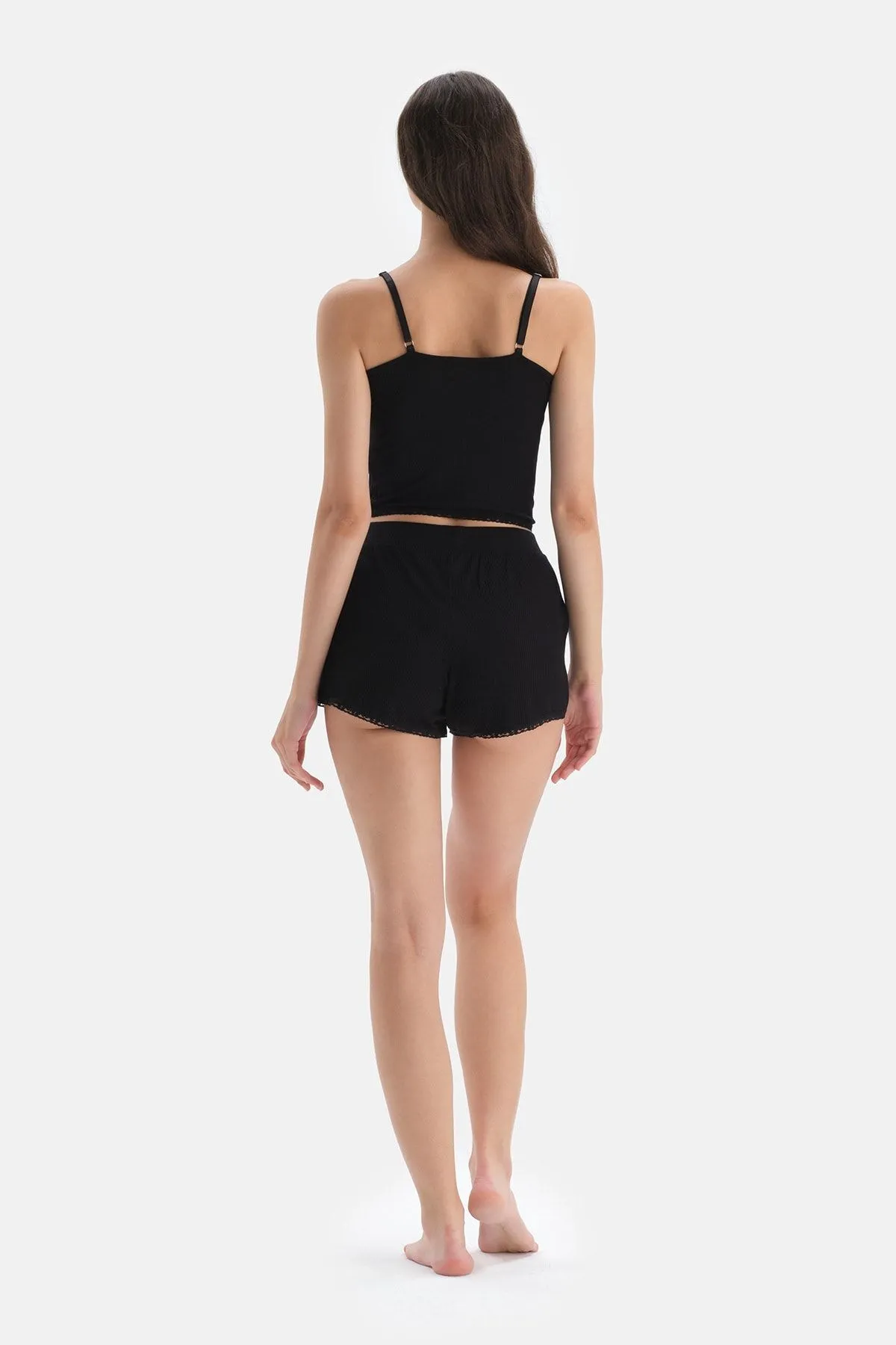 Dagi  Schwarzes Pyjama-Oberteil aus Viskose mit Trägern