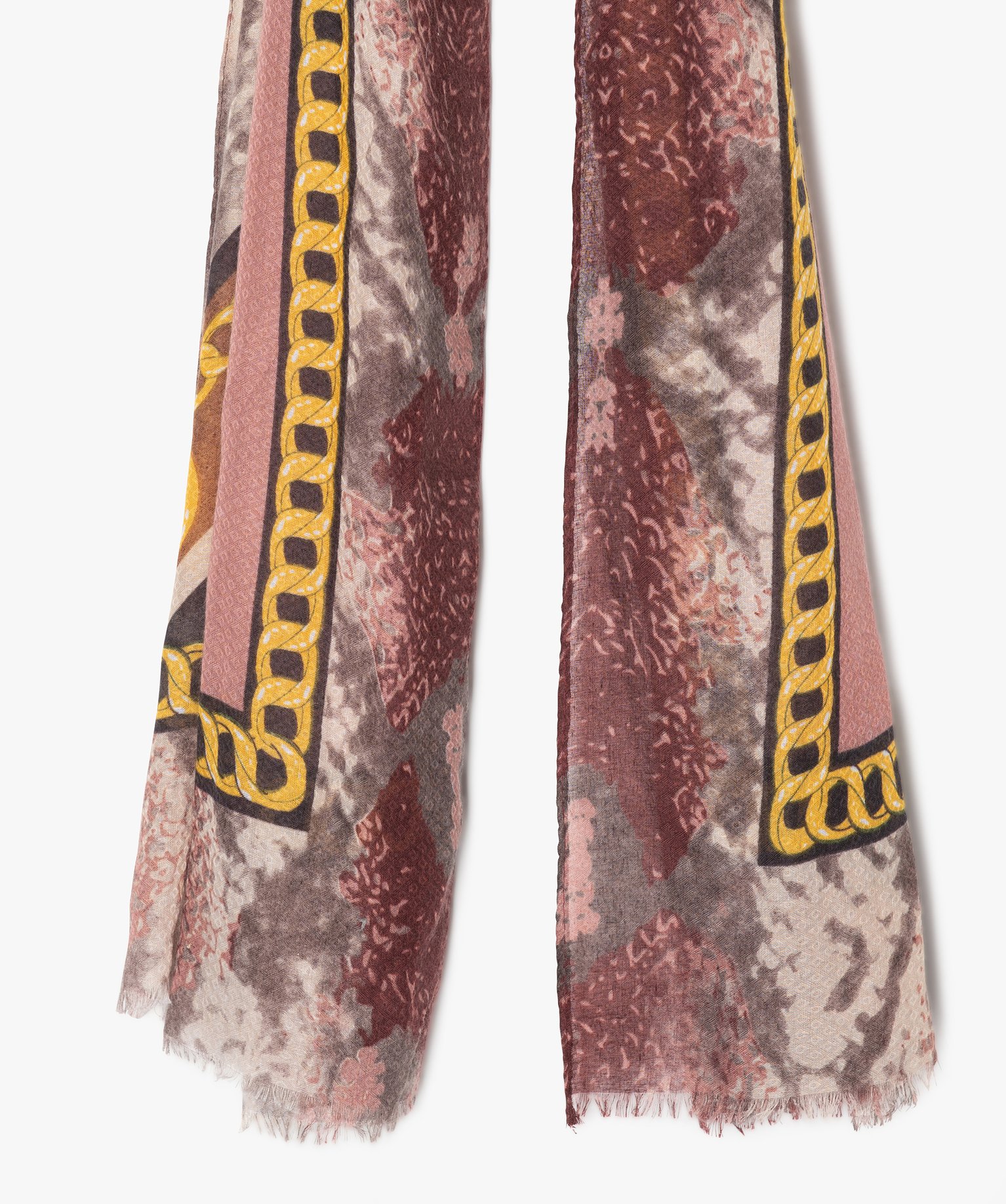 Foulard femme multicolore avec motifs chaines rose | GEMO