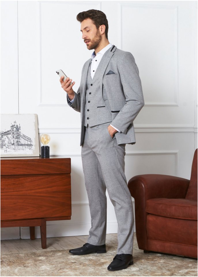 Anzug mit recycelten Polyester. (3-tlg.Set): Sakko, Hose, Weste