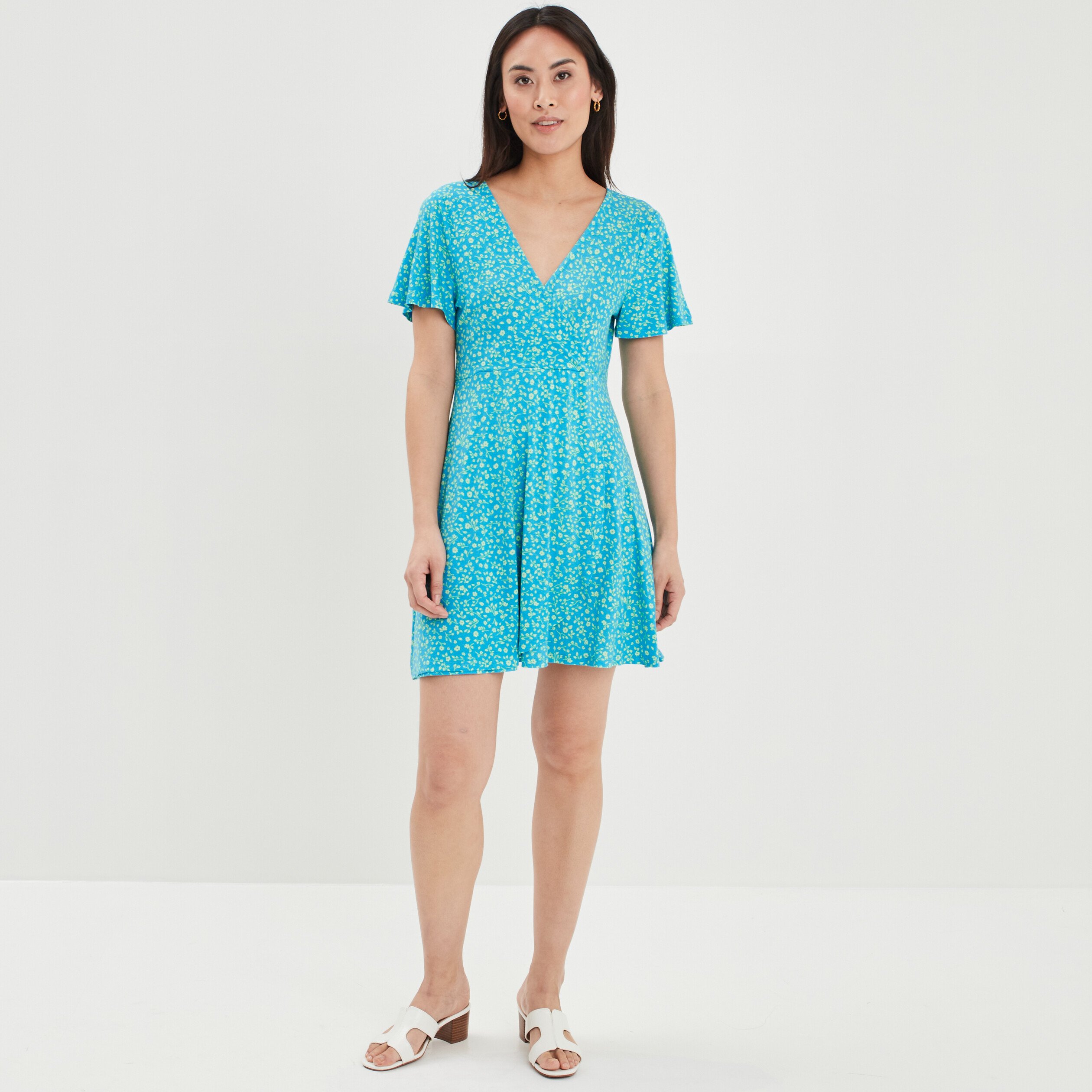 Robe patineuse manches courtes bleu femme | La Halle