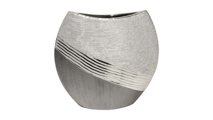 GILDE Ovale Vase Bridgetown grau, silber