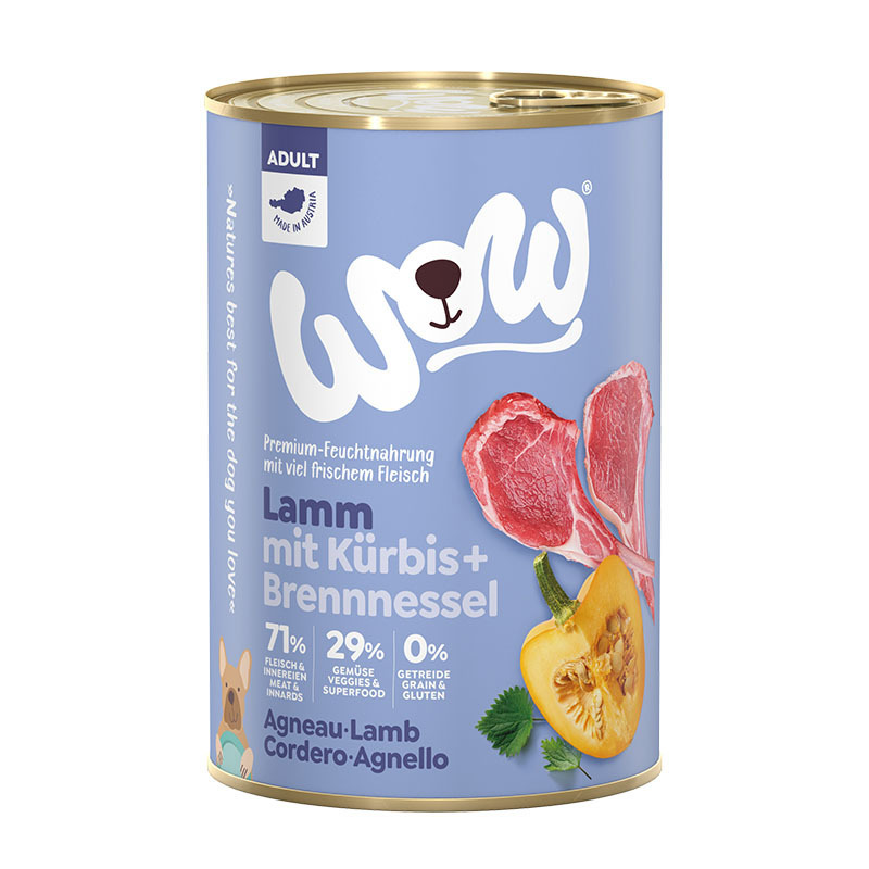 WOW Hundenassfutter WOW Adult 6x400g Lamm mit Kürbis