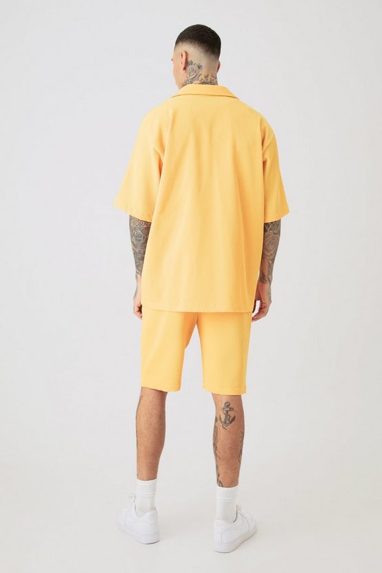 Tall Oversize Hemd & Shorts in Gelb