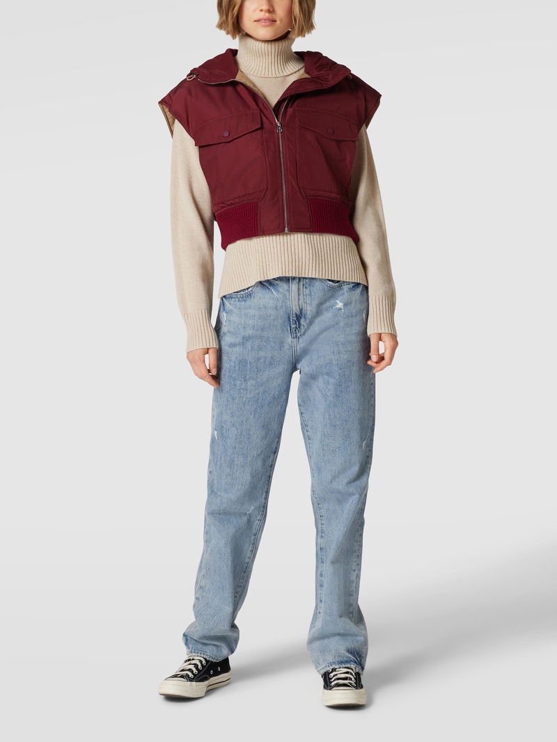 Oversized Weste mit Kapuze in bordeaux rot