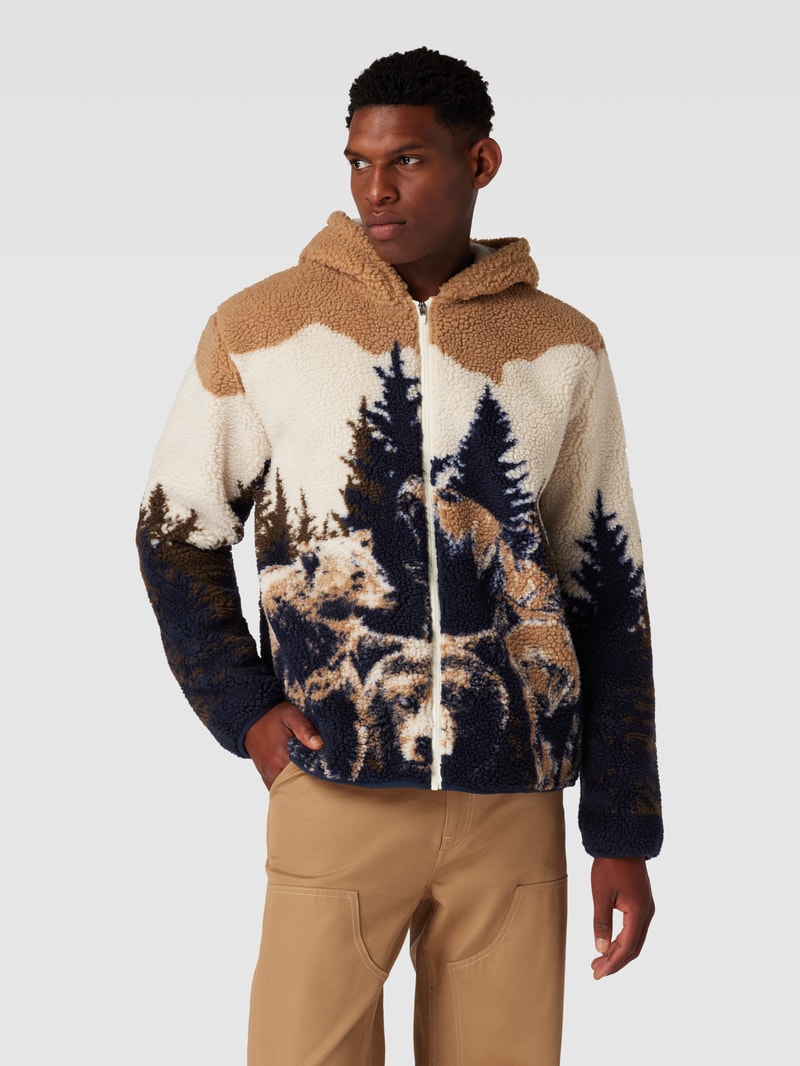 Fleecejacke mit Kapuze Modell 'BEAR' in camel