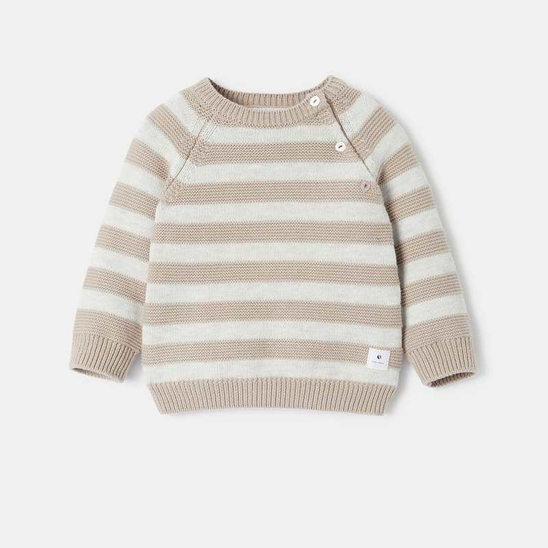 Pull à rayures en tricot beige bébé garçon Absorba