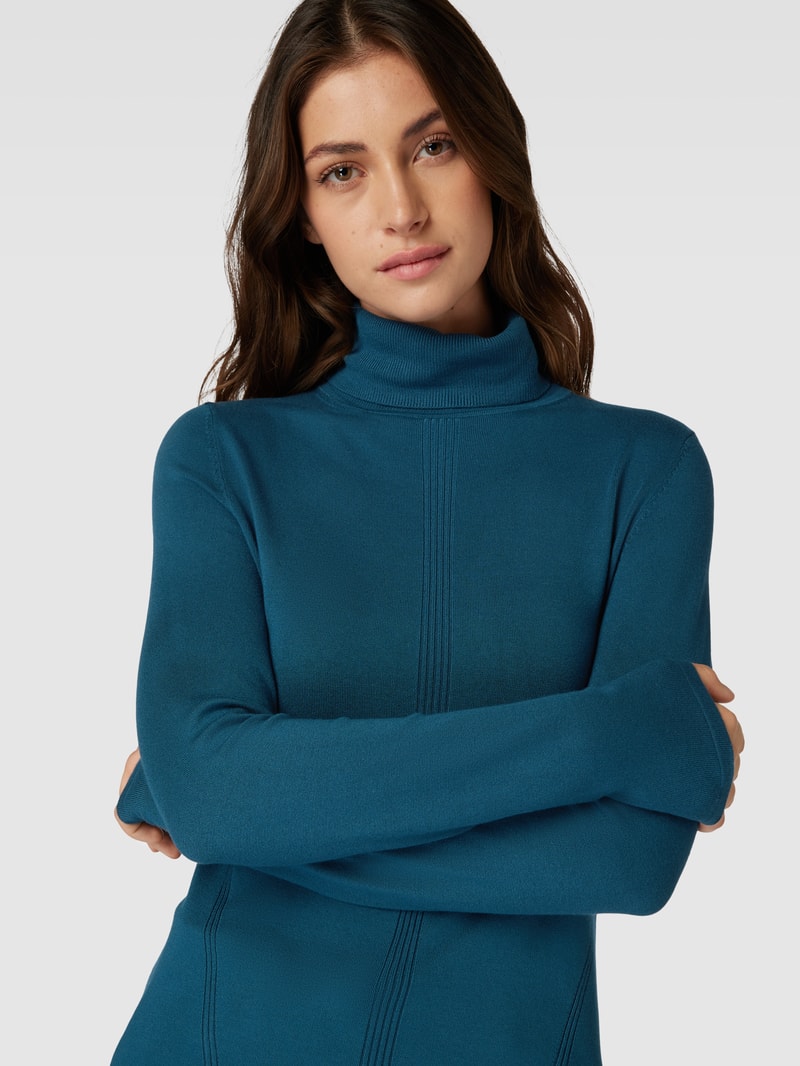 Strickpullover mit Rollkragen in petrol