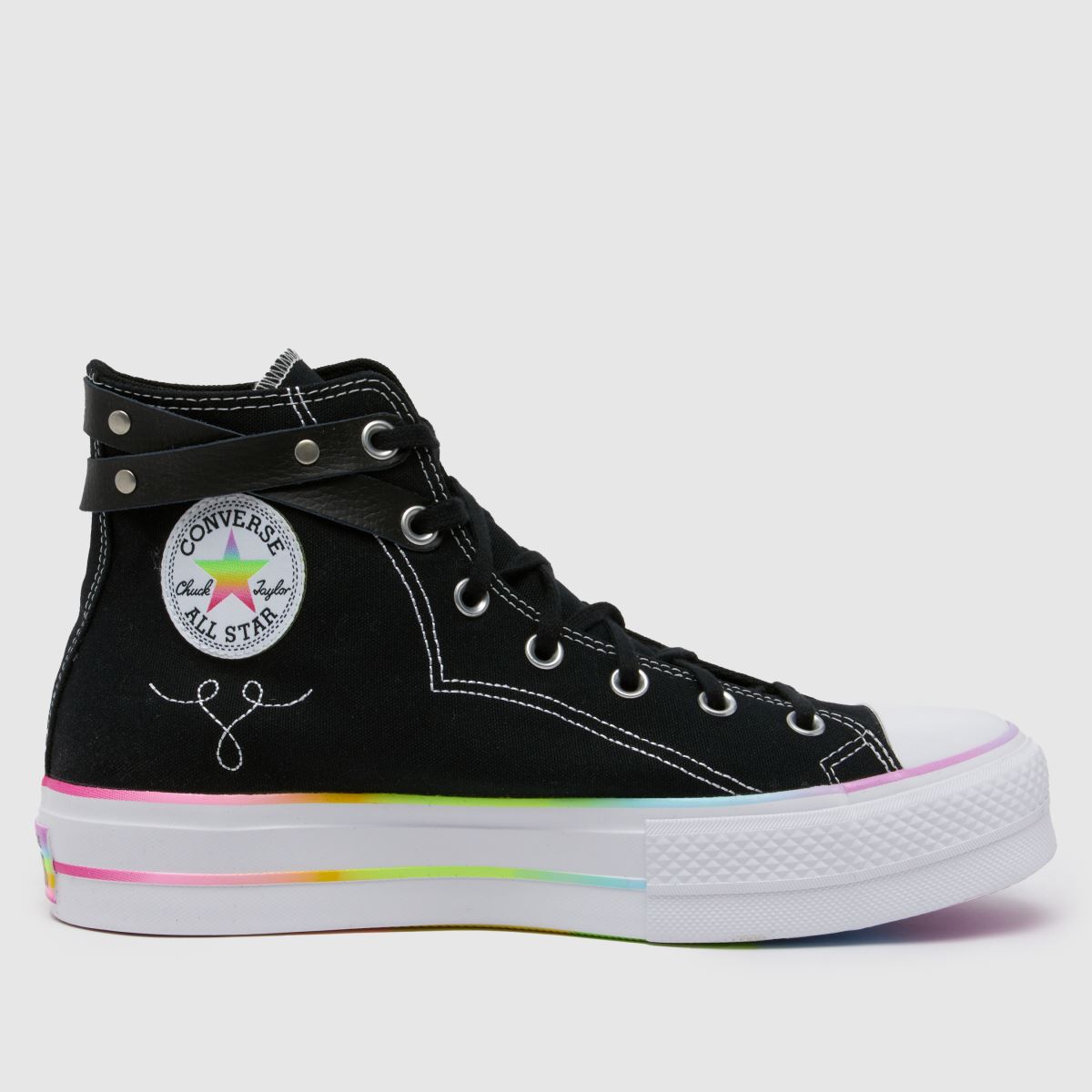 Converse – All Star – Lift Hi Pride – Svarta, flerfärgade sneakers