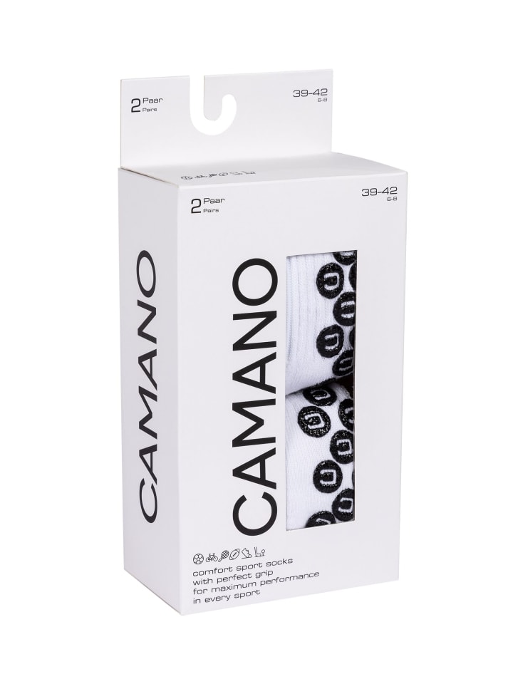 camano Sportsocken mit Grip Extrastark Anti Rutsch Fußballsocken Tennissocken Schweißabsorbierend Perfekter Sitz  Coolmax Netzbelüftung  verstärktem Fersen- und Zehenbereich 2er Pack function in Weiß günstig kaufen