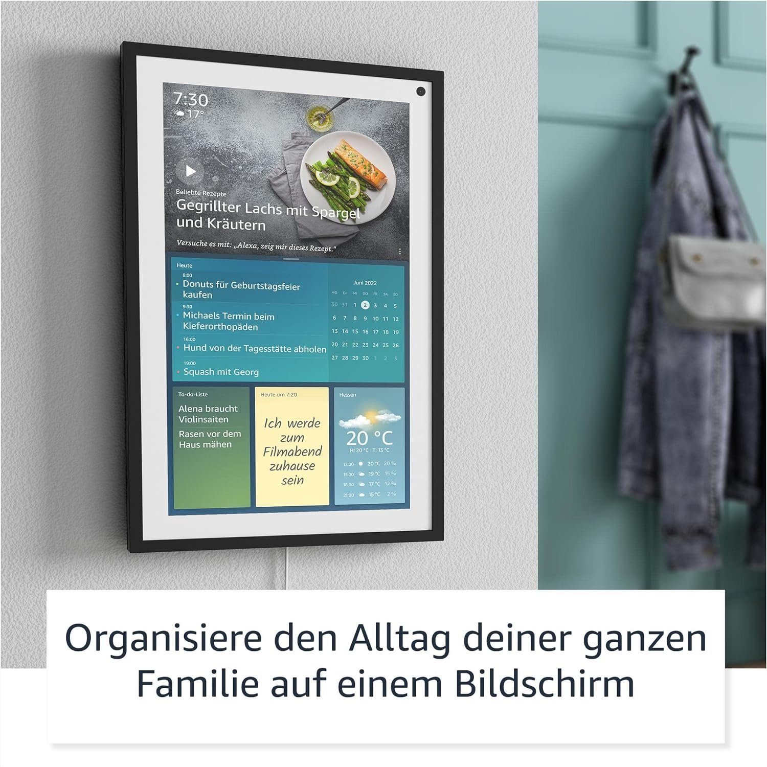 Amazon Echo Show 15 + Fernbedienung, Alexa Fire TV intergriert Wandmontage Sprachgesteuerter Lautsprecher (WLAN (WiFi), Bluetooth, Wi-Fi 6, Smart Display, Bluetooth, WLAN, Full HD, 1920 x 1080)