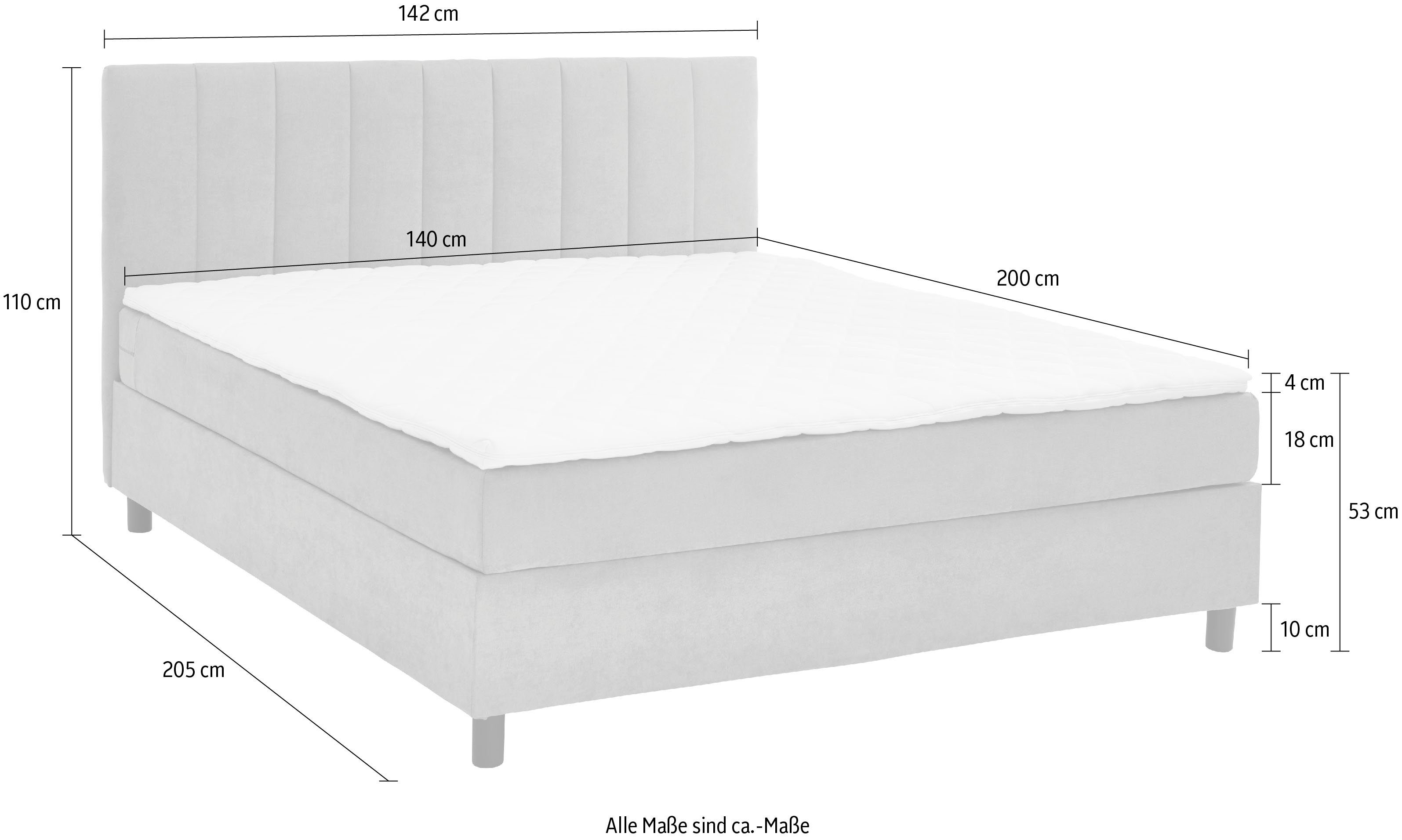 ATLANTIC home collection Boxbett Henriete, Tonnentaschenfederkern-Matratze und Topper, wahlweise mit Bettkasten
