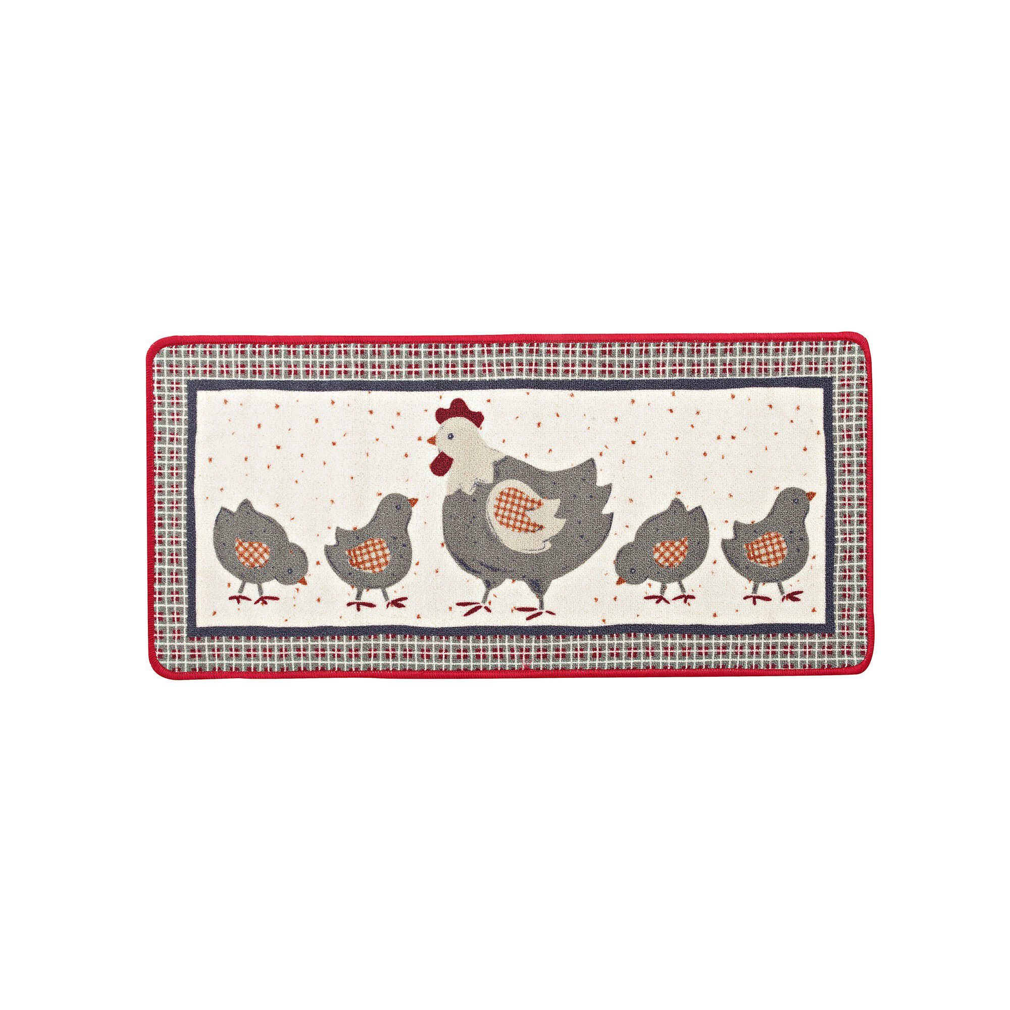 Tapis cuisine motif cocotte et ses poussins