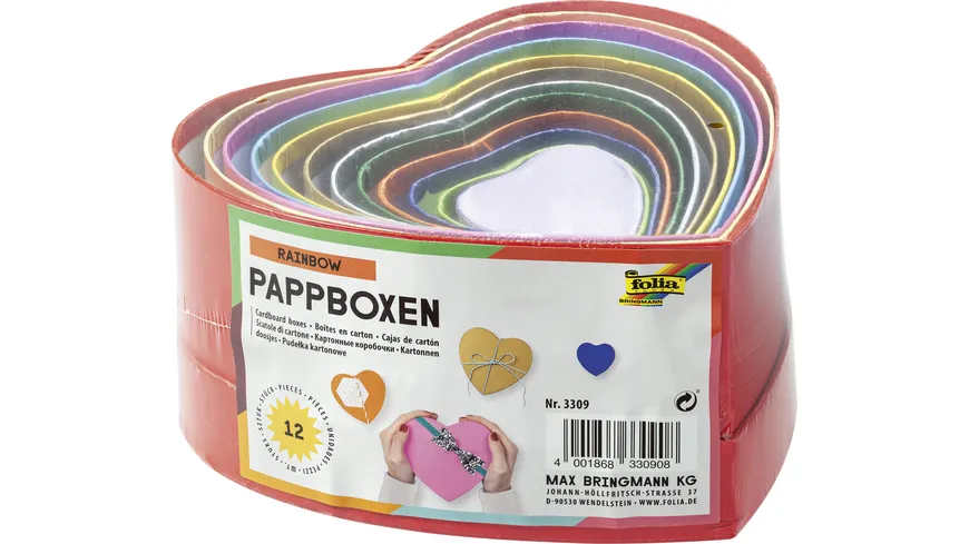folia Geschenkboxen Herz, 12 Stück sortiert