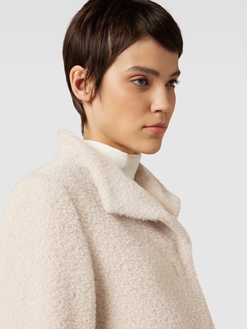 Mantel aus Lanawolle-Alpaka-Mix mit Stehkragen in offwhite