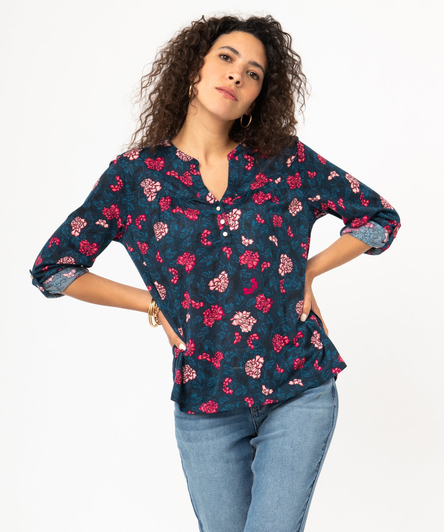 Tee-shirt à manches longues imprimé en polyester recyclé ... imprime | GEMO