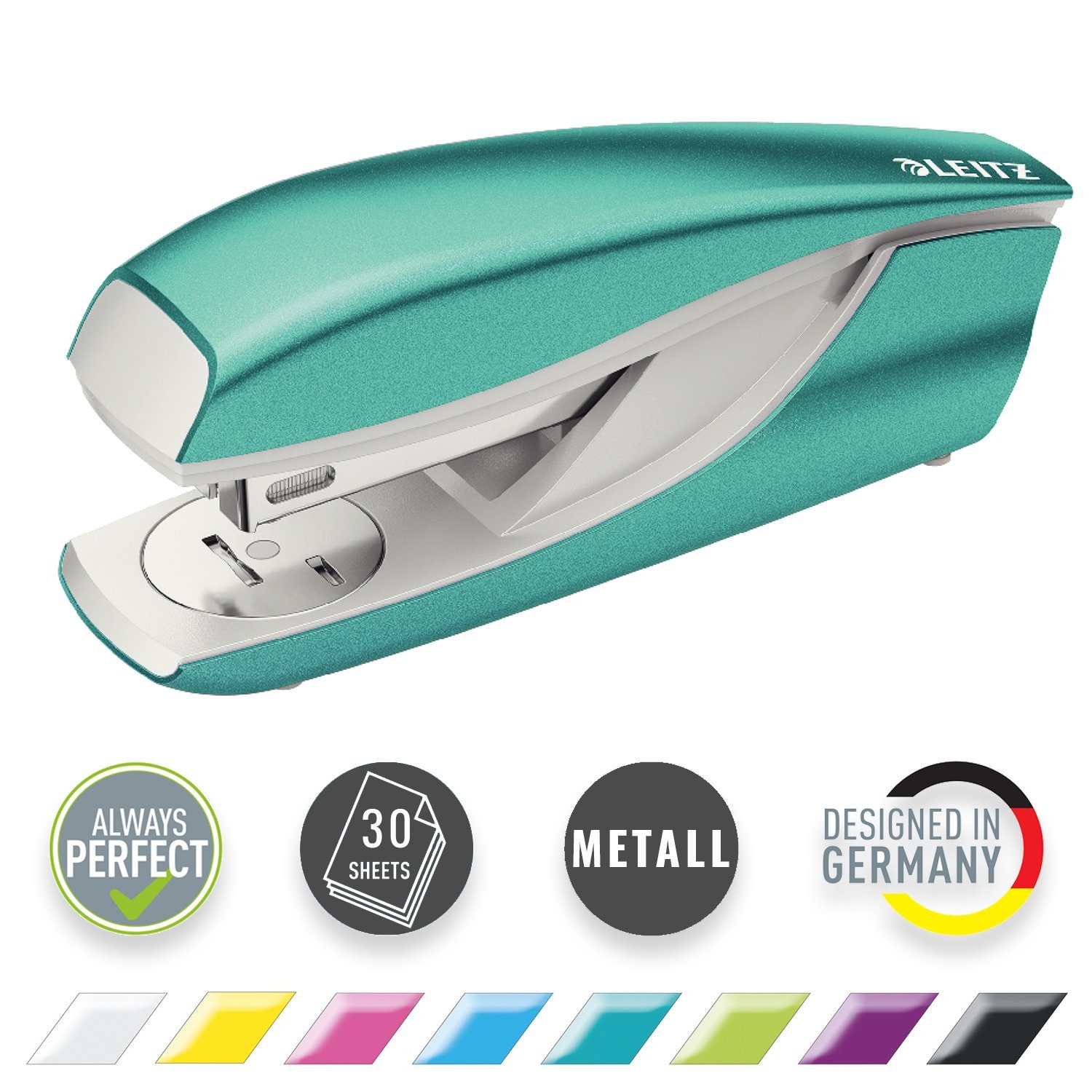 LEITZ Lochstanzer WOW Heftgerät bis 30 Blatt, Tacker inkl. Heftklammern